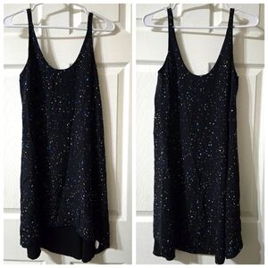 Wilfred 100% Silk Lazare Trapeze Dress in Black Wild Indigo, Loose Fit, EUC!